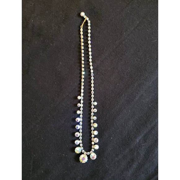 Vintage Mid-Century Aurora Borealis Choker in AB Crystal, Art Deco Style - Picture 2 of 8